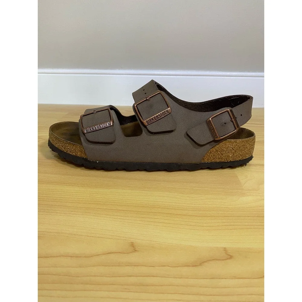 Birkenstock Milano Mocha Birkibuc Sandals Brown Backstrap Size 40 L9 M7